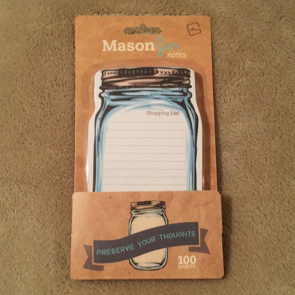 Mason Jar Thinking Notes NWT 100sheets